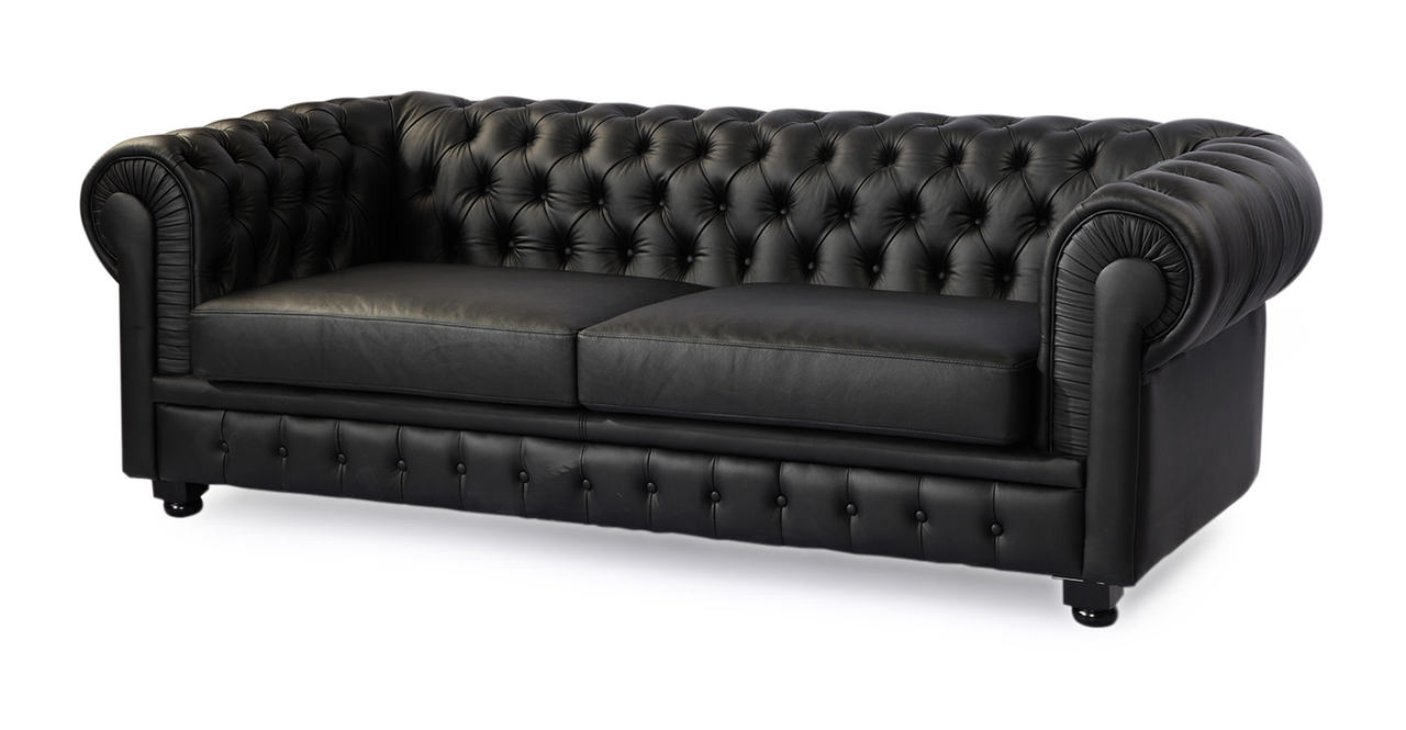 black leather chesterfield style sofa