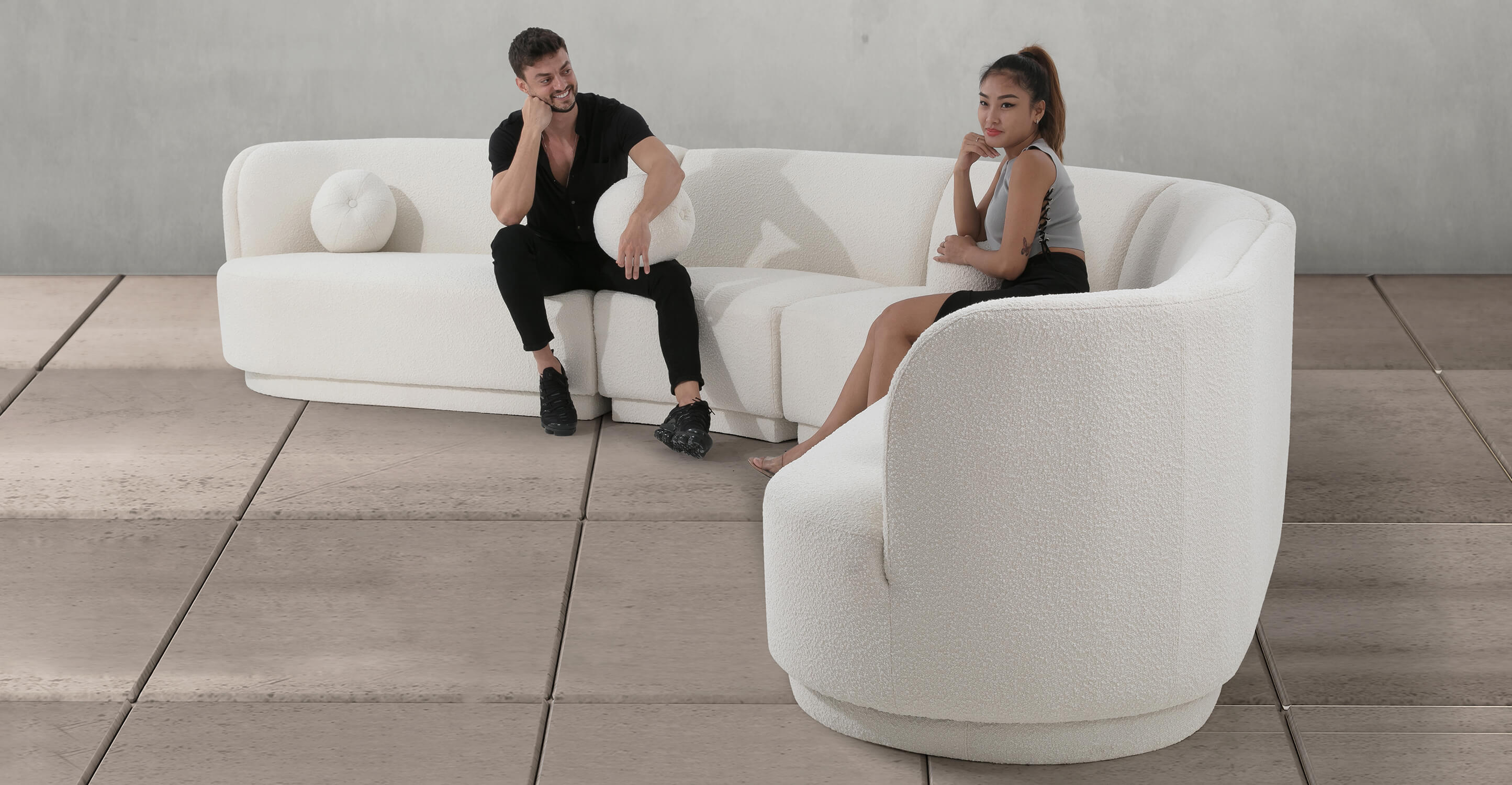 Swoosh Modular 119 Ouray 2-pc Sofa, Blanc Boucle - Kardiel